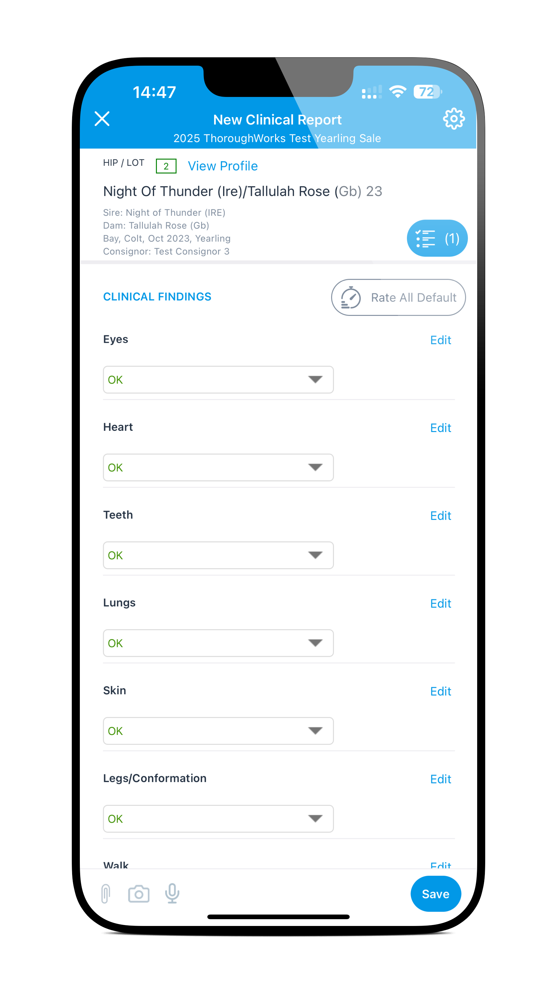 Vet - New clinical report mobile