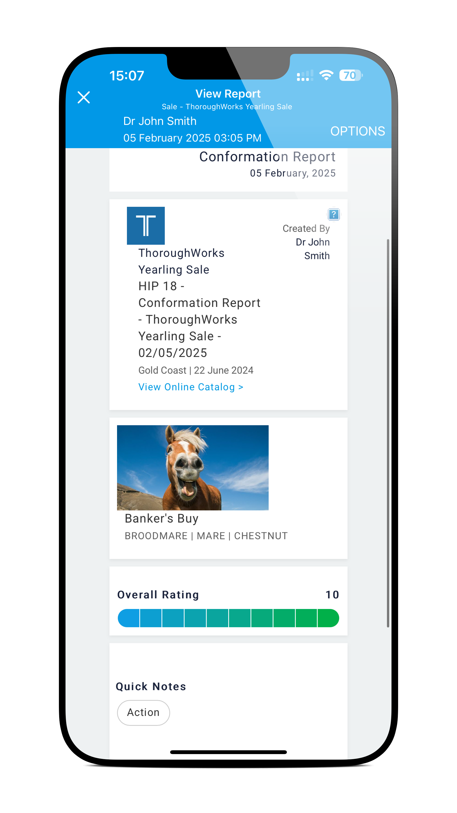 Vet - Send conformation report