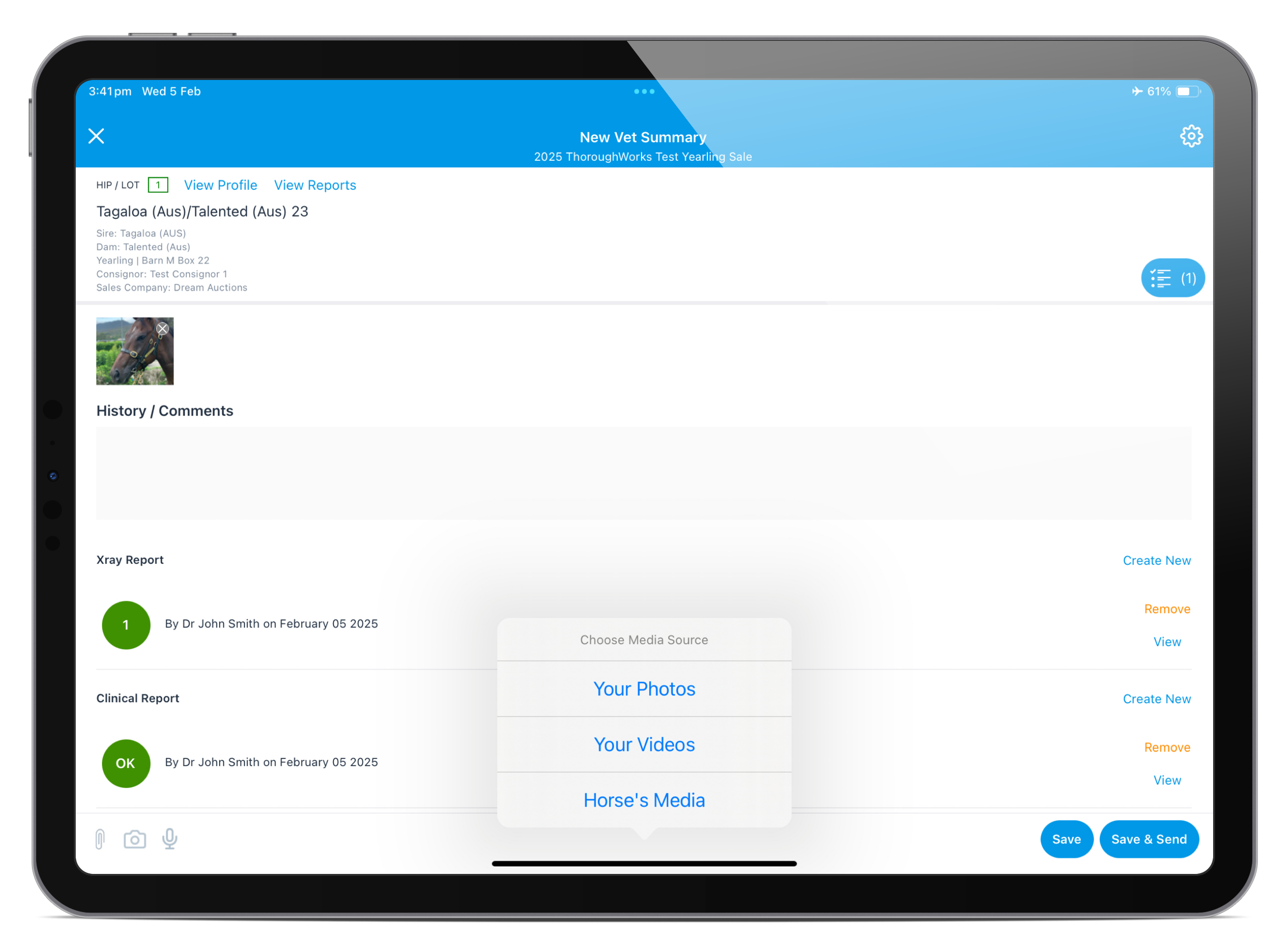 Vet - Sending reports upload media