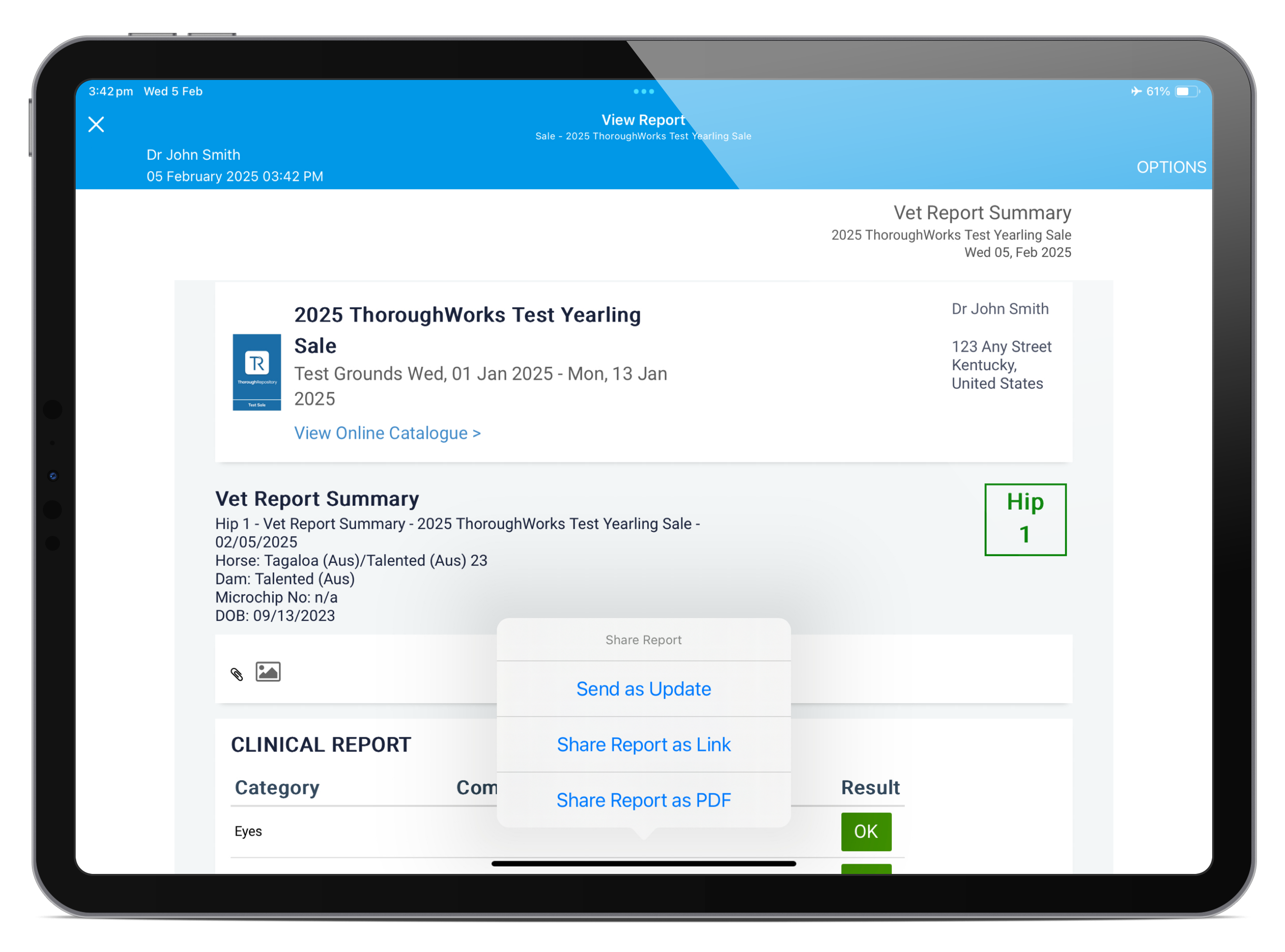 Vet - Sending vet report summary 